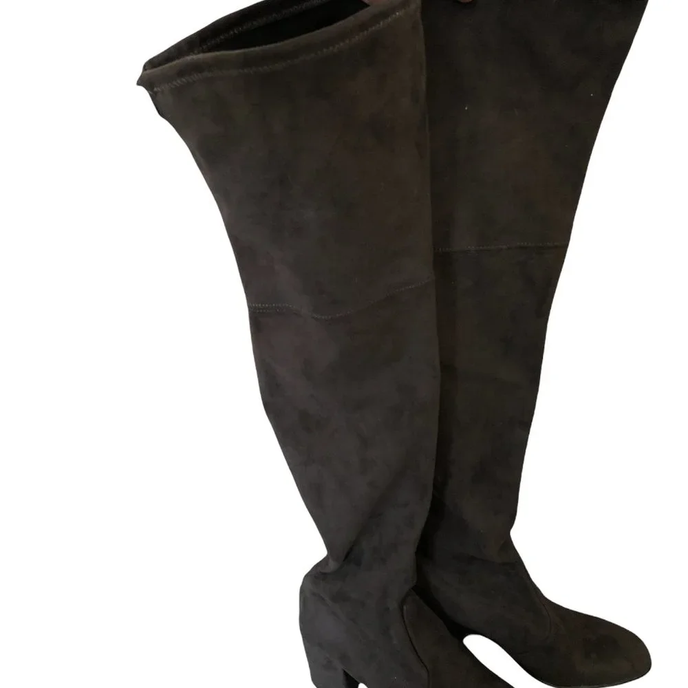 Steve Madden Suede Slate Grey Over the Knee Boots Size 8.5 - Picture 2 of 5
